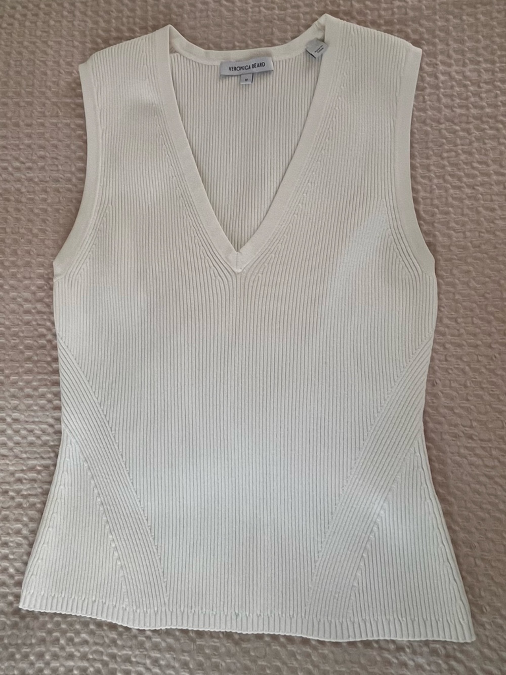 Veronica Beard Medium Sid Knit Tank Top- Off-White Like New